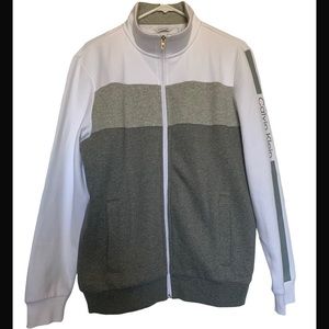 White Calvin Klein Zipper Jacket. Soft Fleece.
